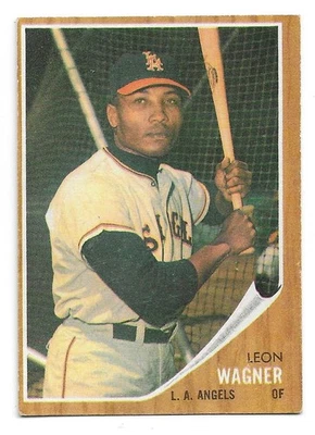 1962 年 Topps #491 Leon Wagner,洛杉矶天使 — 第 1/3 张图片