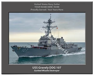 USS Gravely DDG 107 Personalized Canvas Ship Photo Print Navy Veteran 2 - Picture 1 of 1