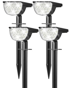 4 Pack Led Pathway Lights Solar Outdoor Waterproof Ip65 76 3 Lighting Modes Spot - Picture 1 of 9