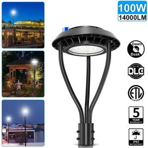 100W LED Post Top Light Dusk to Dawn Outdoor Street Yard Pole Area Lighting IP65 - Picture 1 of 12