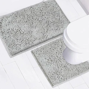 Bathroom Rugs Chenille Bath mat 2 Piece Set, Super Absorbent, Strong PVC Non ... - Picture 1 of 9