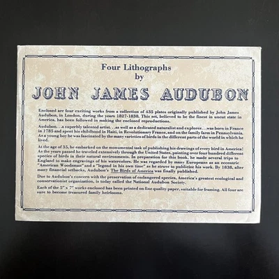 Four Lithographs by John James Audubon 5x7" "Birds of America" Printed on Paper - Image 1 of 4