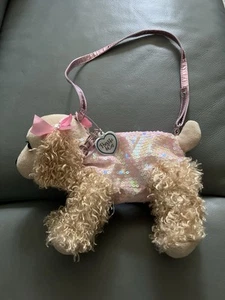 Poochie & Co Dog Puppy Purse Girls Pink Sequin Brown Poodle - Picture 1 of 2