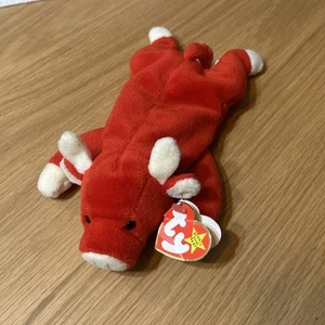 1995 SNORT THE RED BULL Beanie Baby TY EXTREMELY RARE & RETIRED PVC W/Tag Errors - Picture 1 of 5
