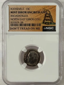 2005-P Roosevelt 10c Broadstruck NE Error Collection Don’t Tread On Me Label NGC - Picture 1 of 8