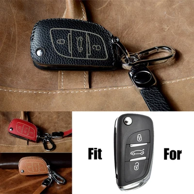 Funda de cuero genuino para llave de coche para Peugeot 207 307 308 3008 5008 para Citroen Foto 1 de 4