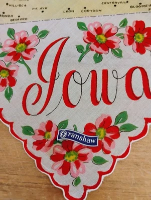 Pañuelo Pañuelo Original Franshaw Pegatina Algodón Recuerdo Estado Iowa De Colección Foto 1 de 4