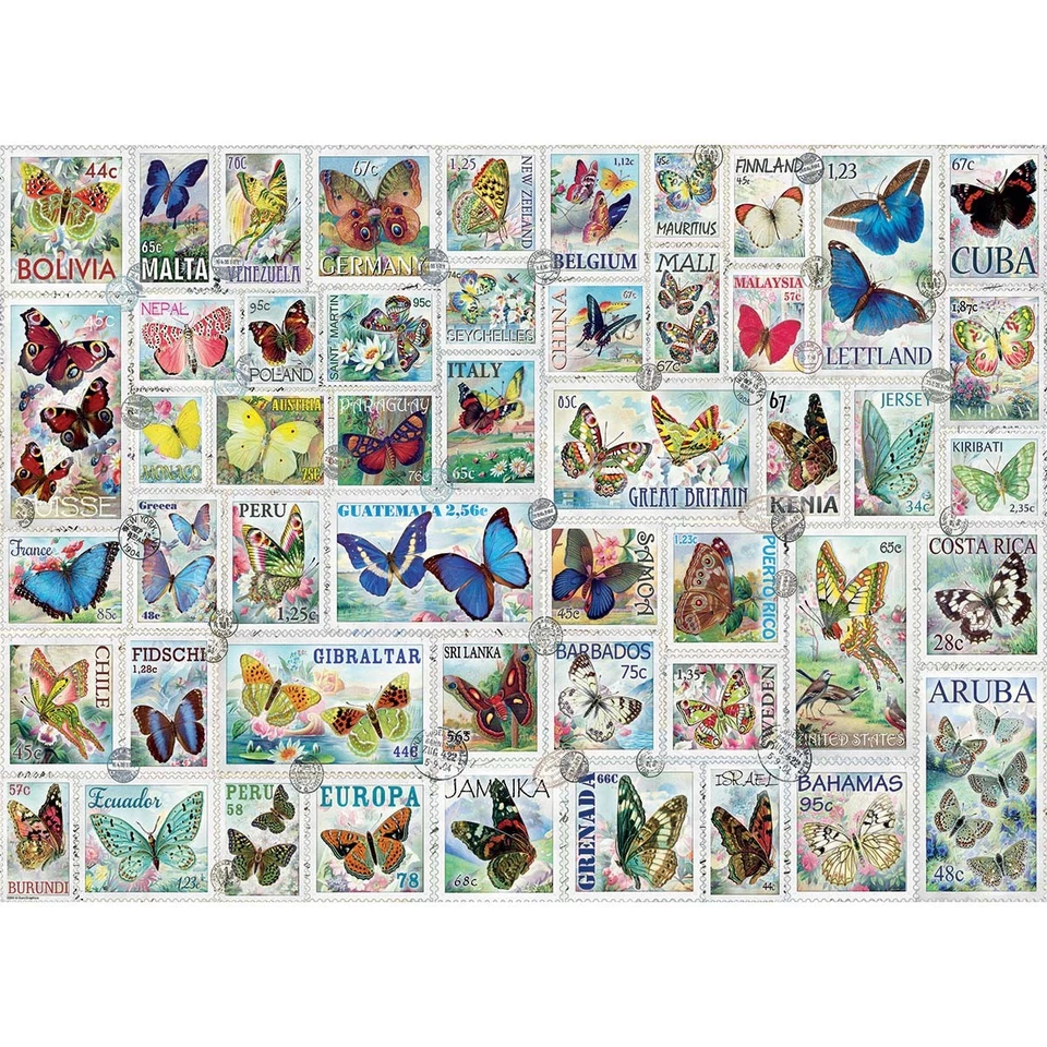 Eurographics Vintage Stamps - Butterflies Jigsaw Puzzle - Image 1 of 1