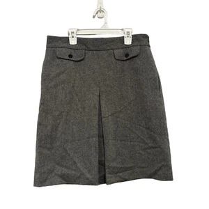 J Crew 100 % Wolle Rock knielang Faltenrock Damen Gr. 8 grau Akademie Arbeit - Bild 1 von 9