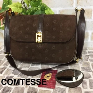 Comtesse Suede Leather Shoulder Bag Auth Brown Medium Women From Japan - Picture 1 of 10