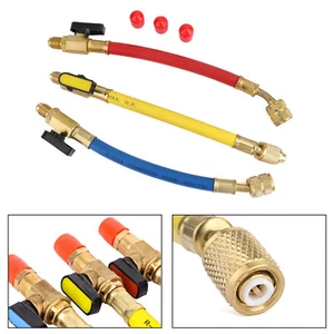 3x Manifold Gauge A/C Refrigeration Charging Hoses For R134a R410a UK - Picture 1 of 11