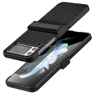 Phone Case For Samsung Galaxy Z Flip4 5G Carbon Fiber Shockproof Hinge Cover - Picture 1 of 9