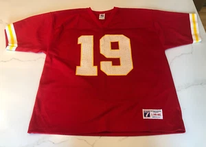 Logo 7 Kansas City Chiefs NFL Joe Montana 19 Football Jersey Size Large USA VTG - Picture 1 of 11