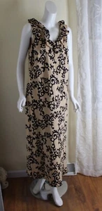 Nina Leonard -Sz 14 Exquisite Long Linen Rayon Floral Art-to-Wear Ruffle Dress - Picture 1 of 9