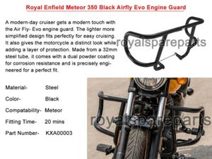 Genuine Royal Enfield Meteor 350 Airfly Evo Engine Guard Black - Picture 1 of 4