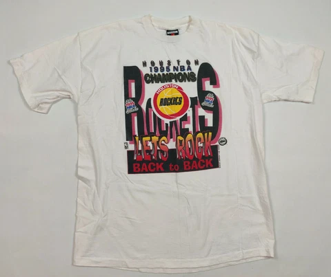 Vtg Houston Rockets Magic Johnson T's 1995 NBA Finals "Back to Back" T Shirt XL Cover
