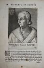 1635 Roberto D` Angio Napoli Calabria Provenza Portrait Copperplate Engraving