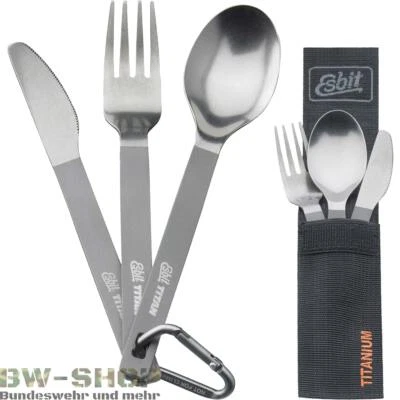 ESBIT TITAN BESTECK SET 3-TLG. MIT ZUBEHÖR BW ESSBESTECK GABEL LÖFFEL MESSER - Bild 1 von 3