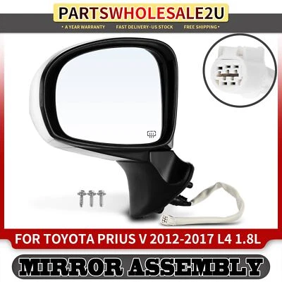 Espejo retrovisor térmico eléctrico lateral izquierdo blanco para Toyota Prius V 2012-2018 5 pines vagón Foto 1 de 4