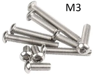 M3 Size Silver Steel Button Head Hex Hexagon Allen Socket Screws Screw Bolts T23 - Picture 1 of 7