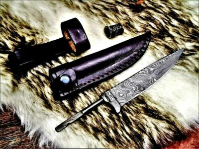 Damast Klingen Bayerische Nicker handgeschmiedet mit Kropf+Scheide 4168