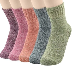 5 pares de calcetines gruesos de lana de cachemir cálidos de invierno suaves calcetín causal para mujeres y hombres EE. UU. 5-9 - Imagen 1 de 19