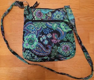 Vera Bradley Blue and Green Paisley Patterned Cross Body Boho Purse - Picture 1 of 11