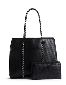 Prene The Freddie Tote Bag 2pc Set Black Neoprene Tote Rope Handles Summer Beach - Picture 1 of 5