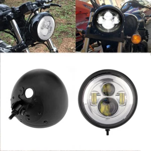 Faro LED 7 pulgadas + soporte de cubo de carcasa para Harley Dyna Café Racer Bobber - Imagen 1 de 12
