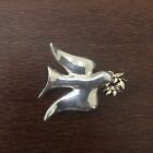 Vintage Signed BAB (B.A. BALLOU & CO) Silver 925 & Gold 14kt DOVE Brooch pin
