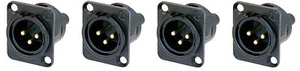 (4 Pack) Neutrik NC3MD-S-1-B XLR Neutrik Black/Gold Chassis Panel Screw Terminal - Picture 1 of 2