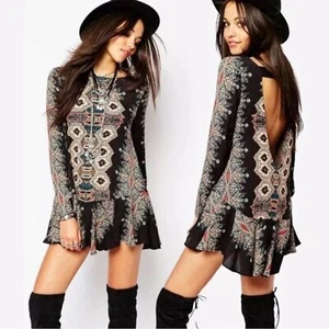 Free People Smooth Talker Tunika Kleid Drop Waist Open Back Größe Large - Bild 1 von 7