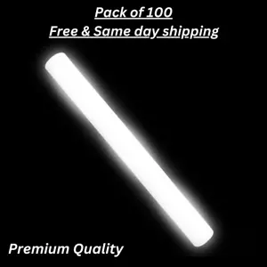 100 Pack 16" White Light Up LED Foam Sticks Glow Flashing Wands, DJ Party Events - Picture 1 of 4