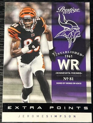 2012 Playoff Prestige Extra Points Black /10 Jerome Simpson #41 Minnesota - Image 1 of 2