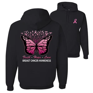 Faith Hope Love Butterfly Ribbons Unisex Graphic Hoodie Sweatshirt - Picture 1 of 8
