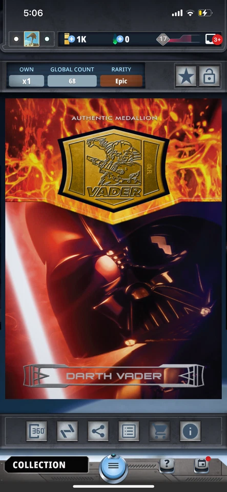 Star Wars Card Trader Darth Vader Gold Medallion Wave 1 - Image 1 of 1