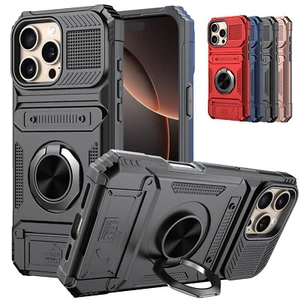 Rugged Case with Magnetic Ring Stand & Card Holder For iPhone 16 Plus Pro Max - Picture 1 of 32