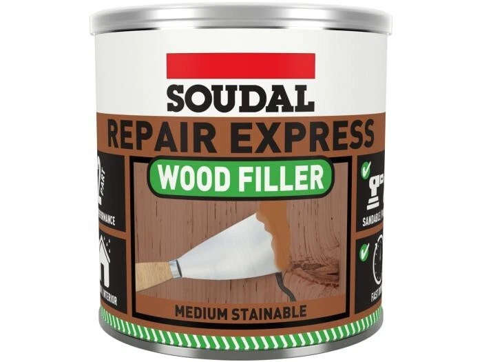 SOUDAL REPAIR EXPRESS WOOD FILLER 1.5KG MEDIUM STAINABLE TWO PART