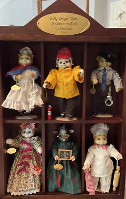 Juego de muñecas Dingles In The Dell Dingle en estuche de madera 6 muñecas vintage Goebel Foto 1 de 4