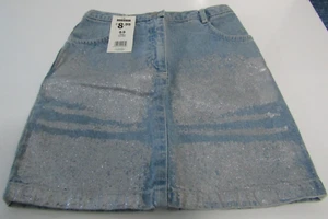 ASDA GEORGE GIRLS DENIM SKIRT BLUE GLITTER AGE 8 - 9 HEIGHT 128 - 134 - Picture 1 of 4