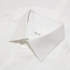 Fray NWD 100% Cotton Tuxedo Dress Shirt Size 17 / 43 In White w/ Pleated Front - Picture 1 of 12