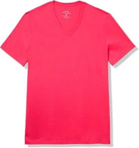 Armani Exchange T-shirt uomo basic Pima scollo a V slim fit, rosa virtuale, XL - Foto 1 di 1