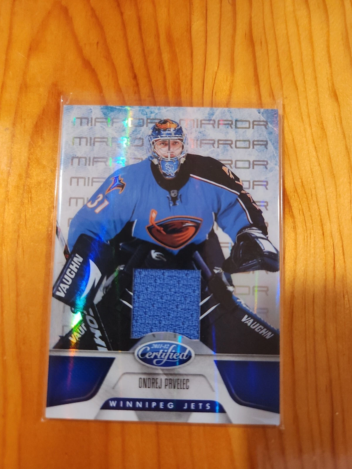 2011 Certified Mirror Red #82 Ondrej Pavelec /99 Winnipeg Jets Patch
