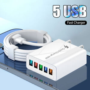 5 Multi-Port Fast Quick Charge QC3.0 USB Hub Mains Wall Charger Adapter UK Plug