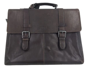 Kenneth Cole Reaction Messenger Briefcase Brown Leather Laptop Bag - Picture 1 of 4