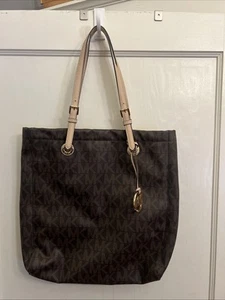 Michael Kors Brown Leather Monogram Tote Bag - Excellent - Picture 1 of 16