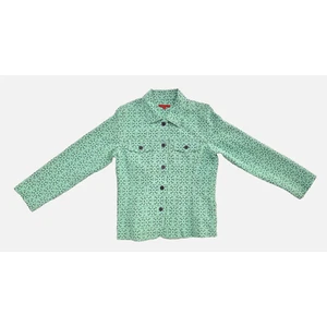 Joni B Jacket Women's Size Medium Green Floral Button Up Cotton Blend - Picture 1 of 8