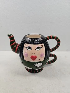 Giggles Vintage 2002 Green Eyed Ceramic Teapot & Cup Set - Picture 1 of 10
