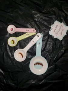 Macaroon Measuring Spoons New Set of 4 Ceramic C R Gibson Jessie Steele Inc - Picture 1 of 10