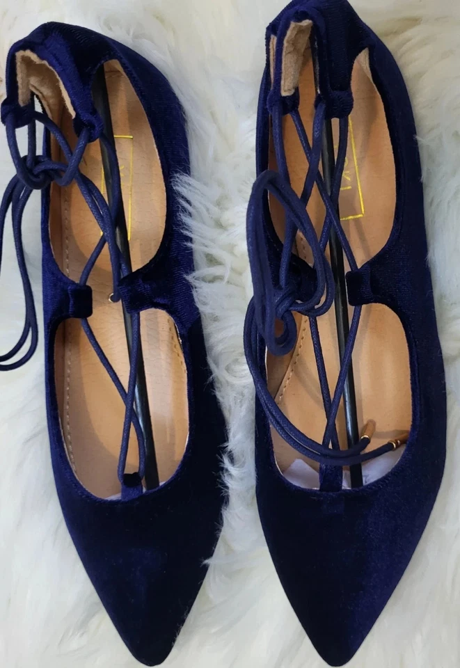 YOKI Designer Style Ballet Blue Suede Shoes For Formals Etc... Nwots S 6-11